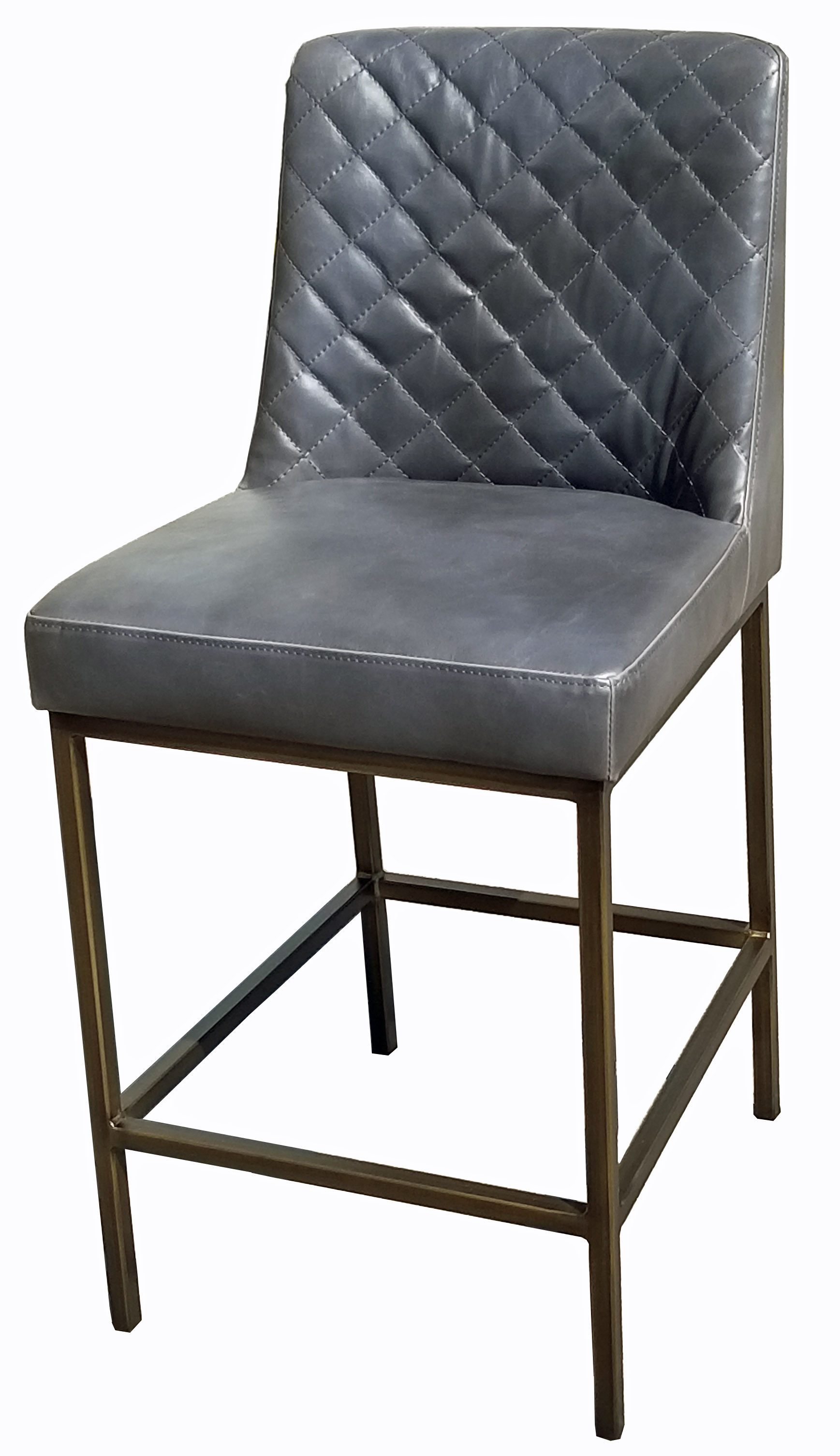 Grey Leather Counter Stool With Bronze, Grey Leather Bar Stools