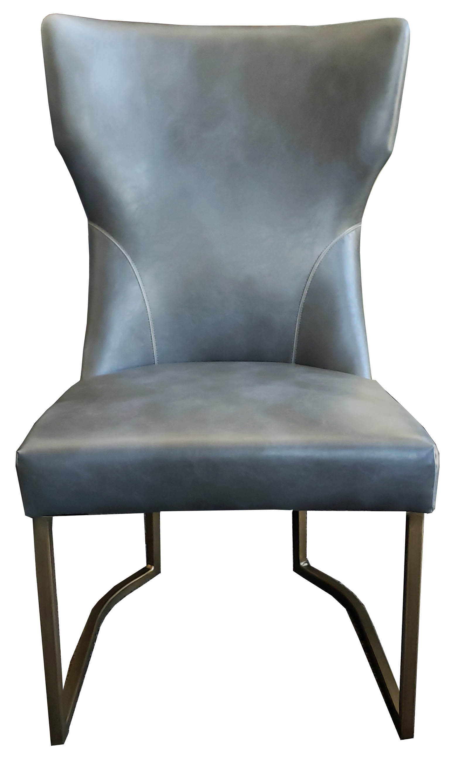 Grey Leather Dining Chair W Fabric Back, Leather Fabric For Dining Chairs