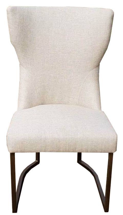 Neutral Linen Fabric Dining Chair With, Rustic Upholstered Dining Room Chairs