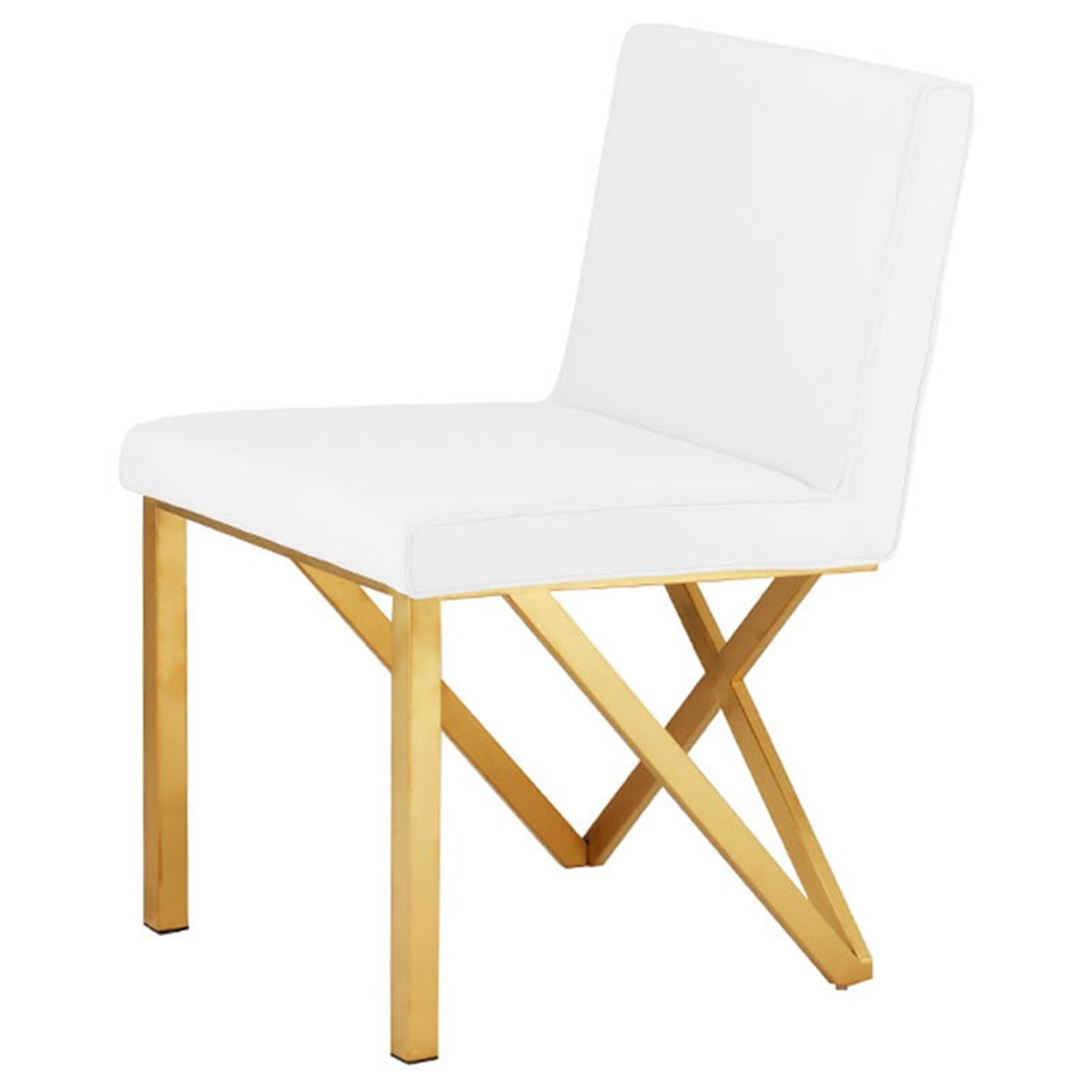 Criss Cross Dining Chair Gold White, White Leather Parson Chairs