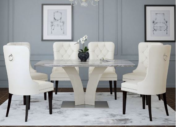 ivory tufted dining room chairs