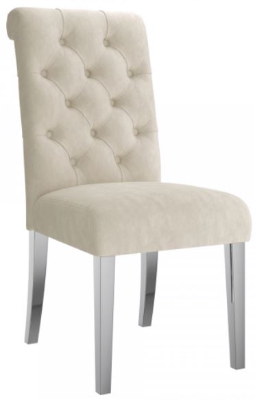 Beige Velvet Dining Chair W Stainless, Grey Dining Chairs With Brushed Steel Legs