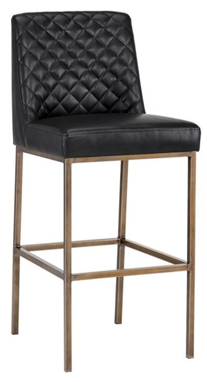 Coal Black Leather Bar Counter Stool, Black Leather Bar Stool Chairs