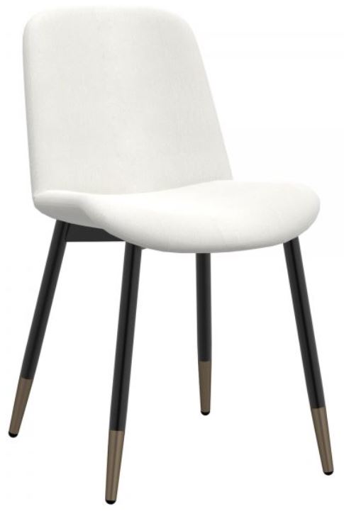 Ivory Fabric Dining Chair With Black, How To Upholster A Dining Room Chair Seat With Leather Legs