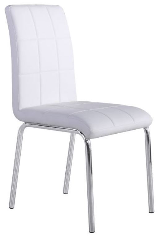 White Faux Leather Dining Chair With, Faux Leather Dining Chairs With Stainless Steel Legs