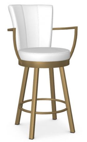 White Swivel Arm Counter Bar Stool, 24 Inch Swivel Counter Stools With Arms